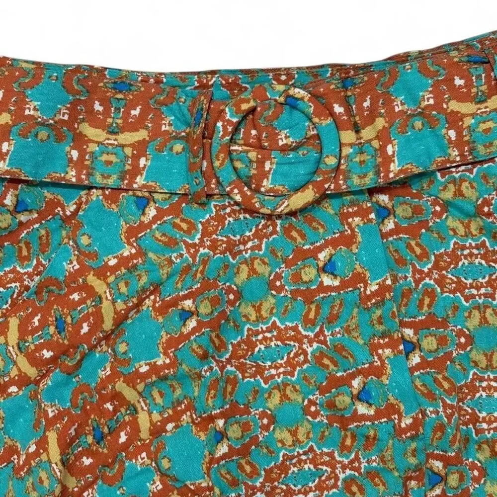 Moon River high waisted paisley belted shorts S